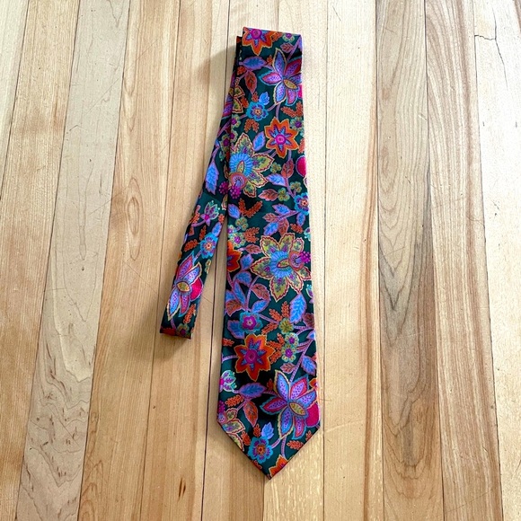 Kenzo Colorful Floral Print Silk Tie - Picture 2 of 16
